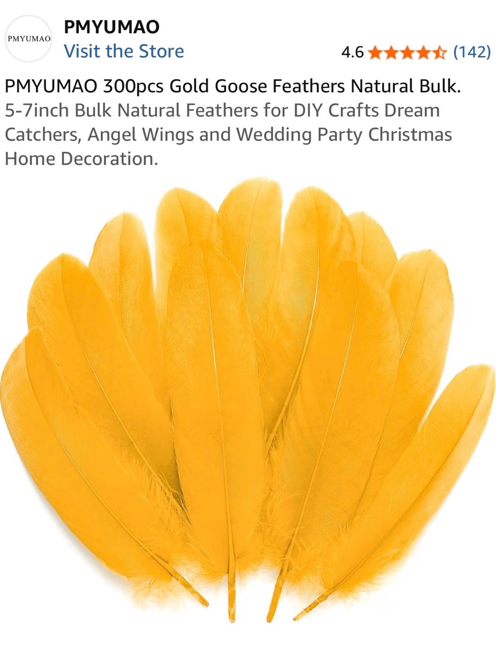 Gold Goose Feathers - 300pcs Bulk for Party & Crafts